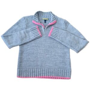 PRINCE & FOX Women's Gray Pink Quarter Zip Sweater Pullover Knit XL TG